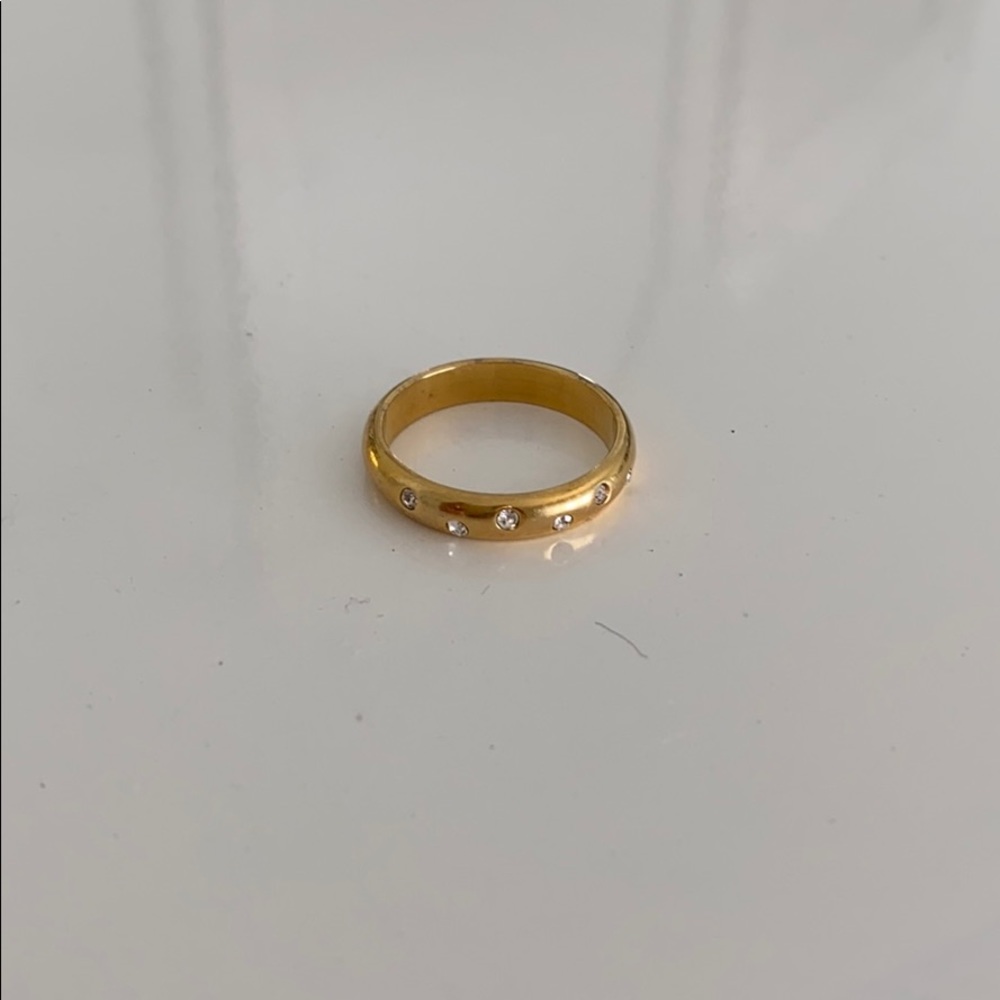 14k gold plated band with cubic zirconia detail